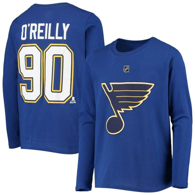 Zzdnu Outerstuff Kids' Youth Ryan O'reilly Blue St. Louis Blues Authentic Stack Long Sleeve Name & Number T-shirt