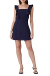 French Connection Whisper Ruffle Strap Minidress In Duchess Blue