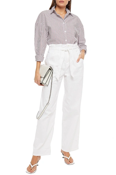Baum Und Pferdgarten Nysha Belted Cotton-blend Wide-leg Trousers In White