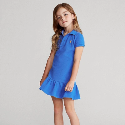 Polo Ralph Lauren Kids' Cotton Mesh Polo Dress In New Iris Blue