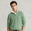 Ralph Lauren Mesh-knit Cotton Quarter-zip Sweater In Backyard Green Heather