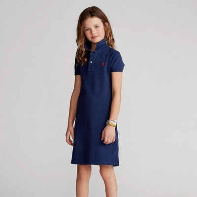 Polo Ralph Lauren Kids' Cotton Mesh Polo Dress In Newport Navy