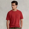 Ralph Lauren Classic Fit Cotton-linen Pocket T-shirt In Chili Pepper