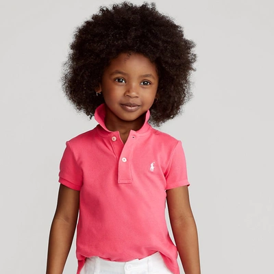 Polo Ralph Lauren Kids' Cotton Mesh Polo Shirt In Hot Pink