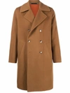 PAUL SMITH BROWN DOUBLE-BREASTED WOOL COAT
