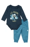 Hurley Babies'  Lil' Shark Bodysuit & Joggers Set In Armory Navy