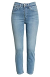 Re/done Originals High Waist Ankle Jeans In Light Stone