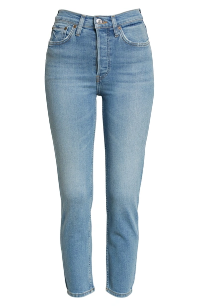 Re/done Originals High Waist Ankle Jeans In Light Stone