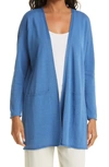 Eileen Fisher Organic Linen & Cotton Longline Cardigan In Coast