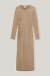 Ganni Tan Software Bodycon Mid-length Dress In Fossil