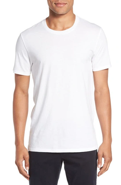 Vince Linen Short Sleeve Crew Tee Hillside Blue In White