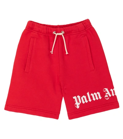 Palm Angels Kids' Logo-print Track Shorts In Red
