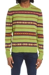 Rag & Bone Wesley Fair Isle Wool Crewneck Sweater In Green Multi