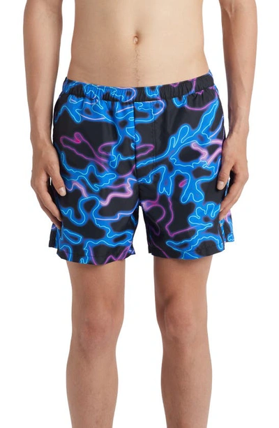 Valentino Camo Print Elastic Waistband Shorts In Multicolor