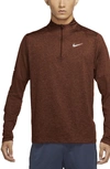 Nike Dri-fit Element Half Zip Running Pullover In Redstone/ Sport Spice