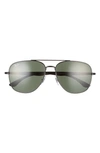 Ray Ban 56mm Square Sunglasses In Black/ Green