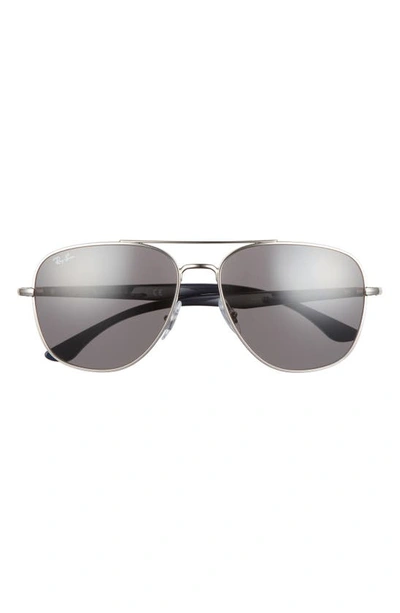 Ray Ban 56mm Square Sunglasses In Silver/ Dark Grey