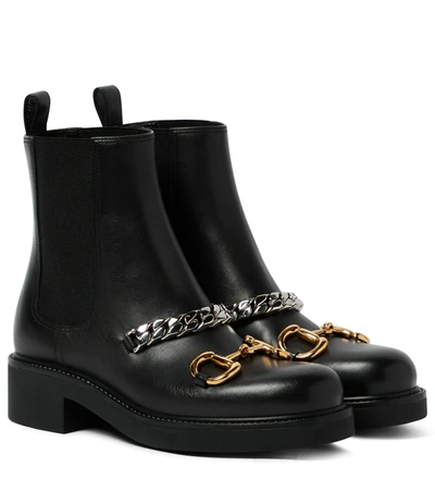 Gucci Women's Horsebit & Chain Leather Chelsea Boots In Nocolor