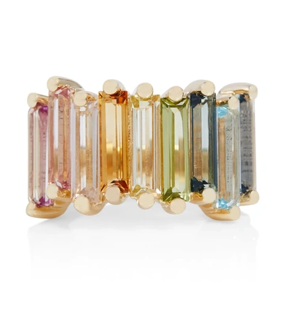 Suzanne Kalan Rainbow 14kt Gold Ring With Topazes