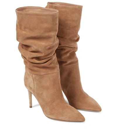 Paris Texas 85mm Slouchy Suede Boots In Светло-коричневый