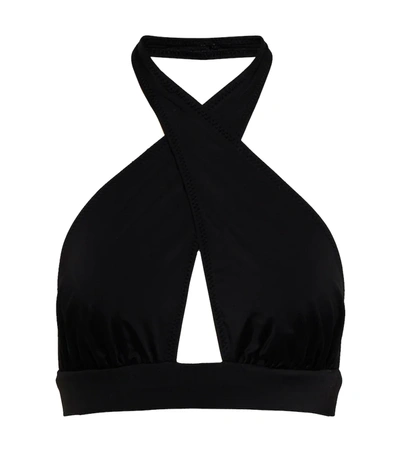 Norma Kamali Crossover Halterneck Bikini Top In Black