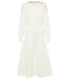 Alexander Mcqueen Buttoned Wool-blend Midi Dress In Ivory/gold