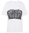 ALEXANDER MCQUEEN LACE-OVERLAY COTTON JERSEY T-SHIRT,P00630359