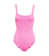 Hunza G Square-neck High-cut One-piece Swimsuit In Bubblegum