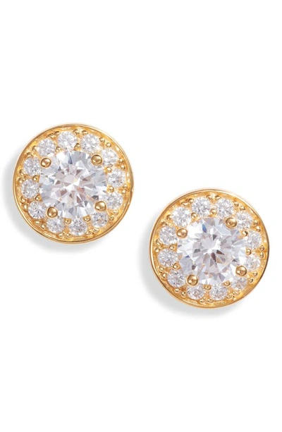 Nordstrom Cubic Zirconia Halo Stud Earrings In Clear- Gold