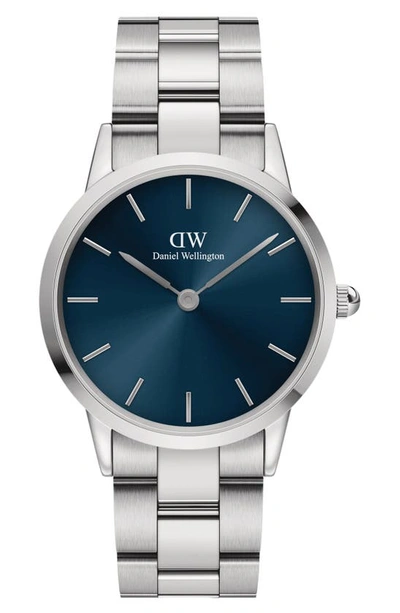 Daniel Wellington Ionic Link Navy Bracelet Watch, 36mm In Silver/ Blue