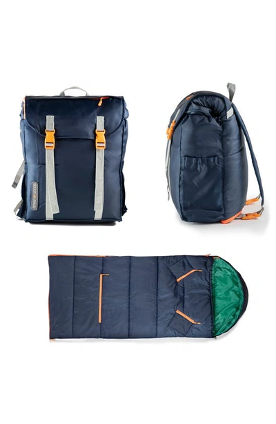 Mimish Kids' Sleep-n-pack Water Repellent Sleeping Bag Backpack In Dark Navy/ Classic Green