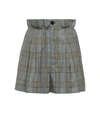 Miu Miu Virgin Wool Paperbag Shorts In Grigio