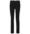 7 For All Mankind Roxanne Mid-waist Skinny Jeans In Rinsed Black