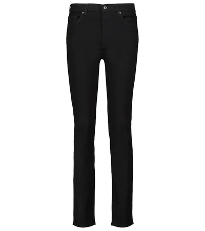 7 For All Mankind Roxanne Mid-waist Skinny Jeans In Black