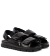 Prada Logo-lettering Quilted Leather Sandals In Nero