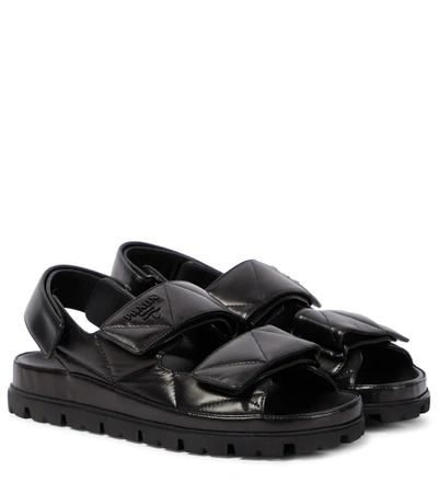 PRADA QUILTED LEATHER SANDALS,P00639768
