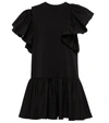 Alexander Mcqueen Ruffled Cotton Jersey Minidress In Black
