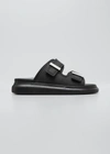 Alexander Mcqueen Alexander Mc Queen Hybrid Double Buckle Black Sandals In Blackmulti