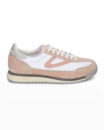 Tretorn A-rawlins Colorblock Suede Retro Sneakers In White Blush