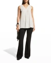 Eileen Fisher Silk Georgette Crepe V-neck Tank In Bone