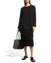 Eileen Fisher Silk Georgette Crepe Tunic In Black