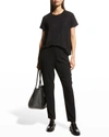 Eileen Fisher Slubby Organic Cotton Jersey Boxy Crewneck Top In Black