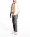 Neiman Marcus Men's Double-face Cashmere Scarf In Gray/brown