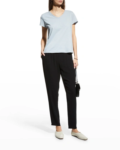 Eileen Fisher Organic Pima Cotton Jersey V-neck Tee In Frost