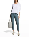 Eileen Fisher Washable Stretch Crepe Slim Ankle Pants In Eucalyptus