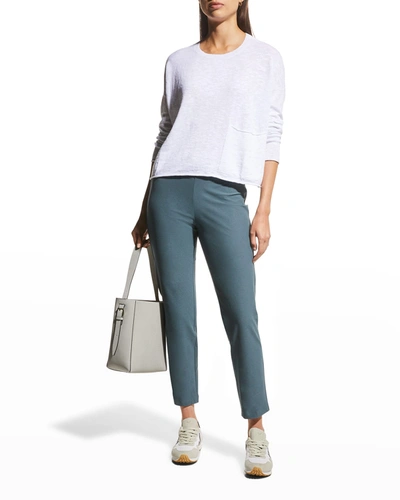 Eileen Fisher Washable Stretch Crepe Slim Ankle Pants In Eucalyptus