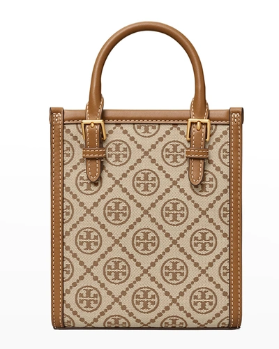 Tory Burch Mini T Monogram Jacquard North-south Tote Bag In Hazel