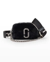 Marc Jacobs Snapshot Faux Fur Crystal Crossbody Bag In Black