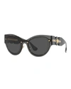 Versace Medusa Metal Cat-eye Sunglasses In Trans Brown