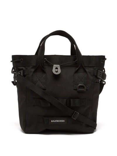 Balenciaga Logo-patch Canvas Tote Bag In Black